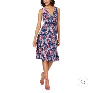 Adrianna Papell Floral Tiered Midi Dress